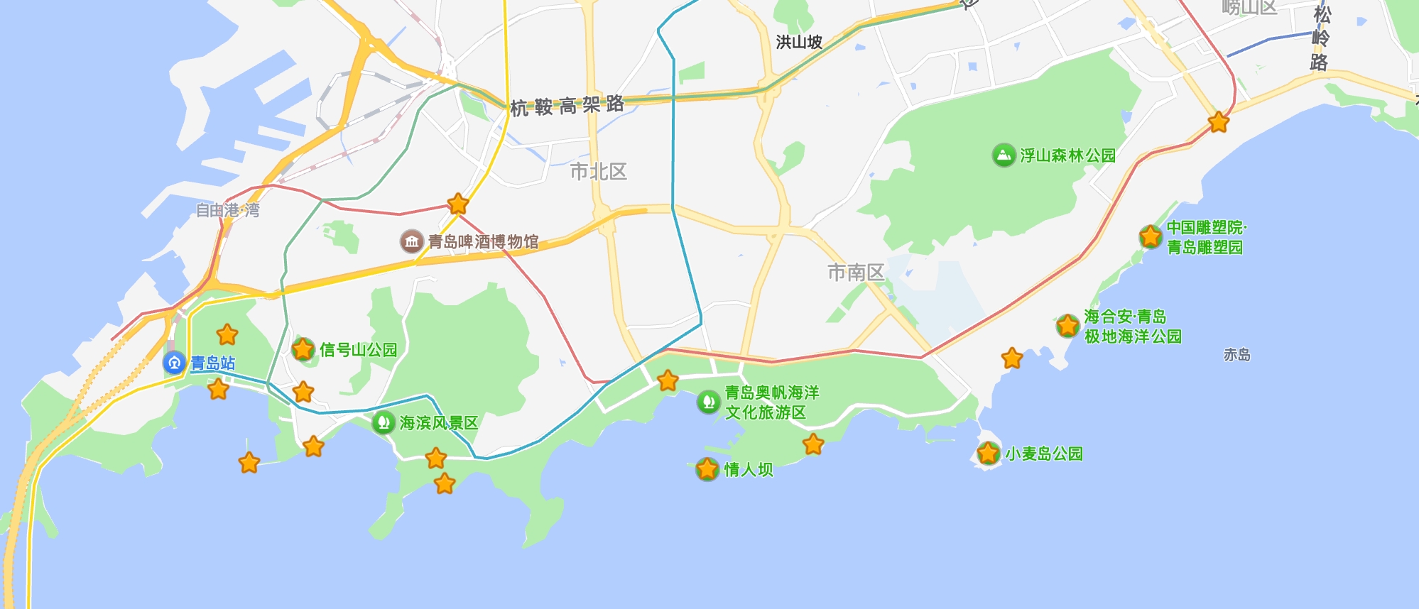 青岛海岸线全景